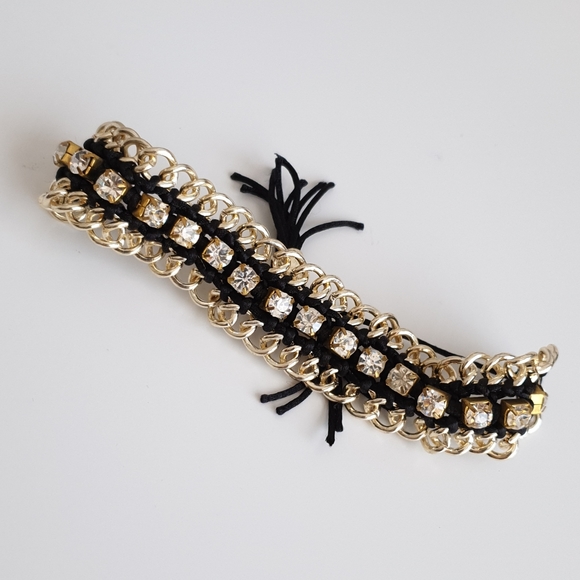Navy light gold chain rhinestone bracelet - Picture 3 of 3